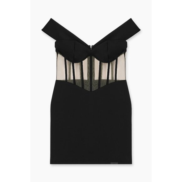 RTA Evie Mini Dress in Black Small New Womens Corset Boned Sheer Party - Picture 10 of 14